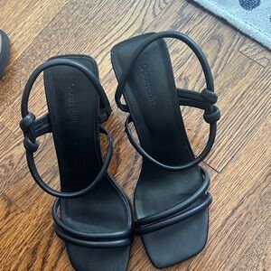 Open Edit Elegant Black Strappy Heels